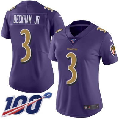 Nike Baltimore Ravens #3 Odell Beckham Jr. Purple Women's Stitched NFL Limited Rush 100th Season Jersey